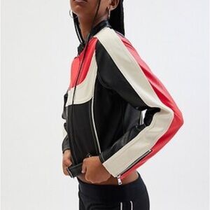 Urban Outfitters racing moto faux leather jacket | M